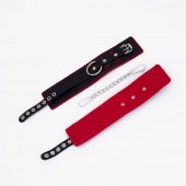 Черно-красные оковы с красной строчкой Sex - Crazy Handmade - купить с доставкой в Кисловодске