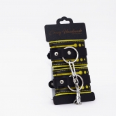 Черно-желтые кожаные наручники с жёлтой строчкой - Crazy Handmade - купить с доставкой в Кисловодске