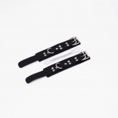 Черные кожаные наручники с регулируемыми ремешками - Crazy Handmade - купить с доставкой в Кисловодске