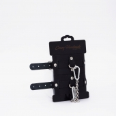 Черные кожаные оковы с хромированной фурнитурой - Crazy Handmade - купить с доставкой в Кисловодске