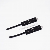 Черные кожаные оковы с хромированной фурнитурой - Crazy Handmade - купить с доставкой в Кисловодске