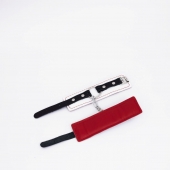 Бело-красные кожаные наручники - Crazy Handmade - купить с доставкой в Кисловодске