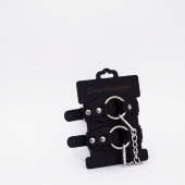 Черные кожаные оковы с кольцом - Crazy Handmade - купить с доставкой в Кисловодске