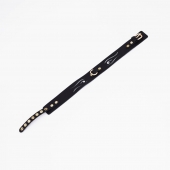 Черный кожаный ошейник с золотистой фурнитурой - Crazy Handmade - купить с доставкой в Кисловодске