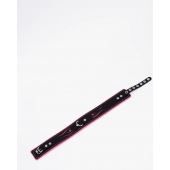 Черно-розовый кожаный ошейник с розовой строчкой - Crazy Handmade - купить с доставкой в Кисловодске