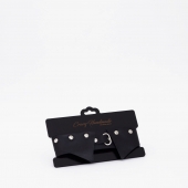 Черный однослойный кожаный ошейник с имитацией воротничка - Crazy Handmade - купить с доставкой в Кисловодске