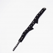 Черный однослойный кожаный ошейник с имитацией воротничка - Crazy Handmade - купить с доставкой в Кисловодске