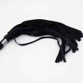 Черный кожаный флоггер со стальной ручкой - 45 см. - Crazy Handmade - купить с доставкой в Кисловодске