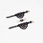 Черные наручники с золотистой фурнитурой - Crazy Handmade - купить с доставкой в Кисловодске
