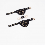 Черные наручники с золотистой фурнитурой - Crazy Handmade - купить с доставкой в Кисловодске