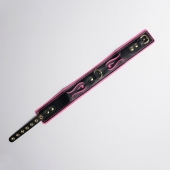 Черно-розовый ошейник с золотистой фурнитурой - Crazy Handmade - купить с доставкой в Кисловодске