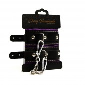 Черно-фиолетовые скругленные наручники с мягкой подкладкой - Crazy Handmade - купить с доставкой в Кисловодске