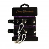 Черно-фиолетовые скругленные наручники с мягкой подкладкой - Crazy Handmade - купить с доставкой в Кисловодске