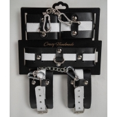 Набор фиксаторов из черной и белой натуральной кожи - Crazy Handmade - купить с доставкой в Кисловодске