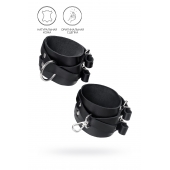 Черные кожаные оковы с двумя перекрёстными ремешками - Pecado - купить с доставкой в Кисловодске