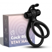 Черное эрекционное виброкольцо с подхватом мошонки Stay Hard - Boys of Toys - в Кисловодске купить с доставкой