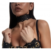 Черный ажурный чокер с золотистой фурнитурой - Crazy Handmade - купить с доставкой в Кисловодске