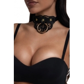 Черный чокер с клепками и золотистой фурнитурой - Crazy Handmade - купить с доставкой в Кисловодске