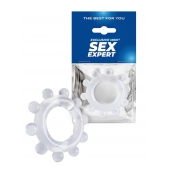 Прозрачное эрекционное кольцо со стимулирующими шариками - Sex Expert - в Кисловодске купить с доставкой