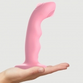 Розовая насадка-стимулятор Strap-On-Me Tapping Dildo Wave - Strap-on-me - купить с доставкой в Кисловодске