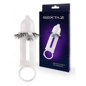 Эластичная насадка на пенис с подхватом мошонки и стимулирующими «ресничками» - Sextaz - в Кисловодске купить с доставкой