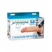 Телесный пустотелый фаллопротез 5’’ Hollow Silicone Strap-On - 14 см. - Pipedream - купить с доставкой в Кисловодске