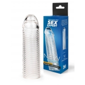 Прозрачная закрытая насадка на пенис с ребрышками - 16 см. - Sex Expert - в Кисловодске купить с доставкой