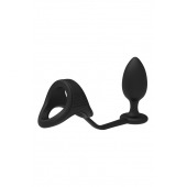 Черное эрекционное кольцо с анальной пробкой Cockstrap With Anal Plug - Dream Toys - в Кисловодске купить с доставкой