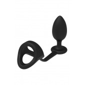 Черное эрекционное кольцо с анальной пробкой Cockstrap With Anal Plug - Dream Toys - в Кисловодске купить с доставкой