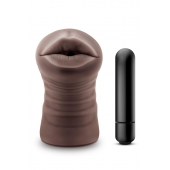 Коричневый мастурбатор-ротик Krystal Vibrating Masturbator - Blush Novelties - в Кисловодске купить с доставкой