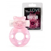 Розовое эрекционное виброкольцо в форме мишки - 1137 - в Кисловодске купить с доставкой