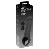 Черная вибронасадка для пениса с хомутом для мошонки и пультом ДУ Remote Controlled Penis Extension - Orion - в Кисловодске купить с доставкой