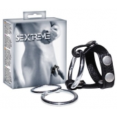 Подхват для мошонки с 3 съемными эрекционными кольцами Leder-Riemen - Orion - в Кисловодске купить с доставкой