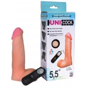 Фаллическая насадка Харнесс UNICOCK 5,5  с вибрацией - 17 см. - LOVETOY (А-Полимер) - купить с доставкой в Кисловодске