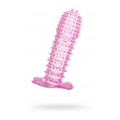 Гелевая розовая насадка с шипами - 12 см. - Toyfa Basic - в Кисловодске купить с доставкой