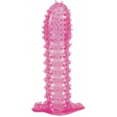 Гелевая розовая насадка с шипами - 12 см. - Toyfa Basic - в Кисловодске купить с доставкой