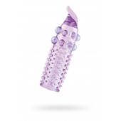 Гелевая фиолетовая насадка с шариками, шипами и усиком - 11 см. - Toyfa Basic - в Кисловодске купить с доставкой