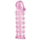 Гелевая розовая насадка на фаллос с шипами - 12 см. - Toyfa Basic - в Кисловодске купить с доставкой