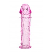 Гладкая розовая насадка с усиками под головкой - 12,5 см. - Toyfa Basic - в Кисловодске купить с доставкой