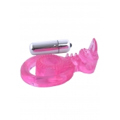 Розовая вибронасадка со стимулятор клитора   Язычок - Toyfa Basic - в Кисловодске купить с доставкой