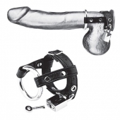 Утяжка на пенис на замочке Duo Cock And Ball Lock - BlueLine - купить с доставкой в Кисловодске