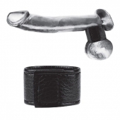 Чёрная утяжка на мошонку 1  Velcro Ball Stretcher - BlueLine - купить с доставкой в Кисловодске