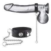 Утяжка на пенис с поводком Snap Cock Ring With 12  Leash - BlueLine - купить с доставкой в Кисловодске