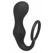 Чёрное эрекционное кольцо с анальной пробкой Double Pleasure Anal Plug - Lola Games - в Кисловодске купить с доставкой