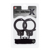 Чёрные наручники из листового металла в комплекте с веревкой BONDX METAL CUFFS LOVE ROPE SET - Dream Toys - купить с доставкой в Кисловодске