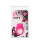 Розовое эрекционное кольцо с щеточкой LIT-UP SILICONE STIMU RING 5 - Dream Toys - в Кисловодске купить с доставкой