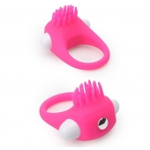 Розовое эрекционное кольцо с щеточкой LIT-UP SILICONE STIMU RING 5 - Dream Toys - в Кисловодске купить с доставкой
