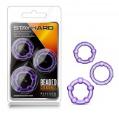 Набор из 3 фиолетовых эрекционных колец Stay Hard Beaded Cockrings - Blush Novelties - в Кисловодске купить с доставкой