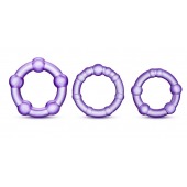 Набор из 3 фиолетовых эрекционных колец Stay Hard Beaded Cockrings - Blush Novelties - в Кисловодске купить с доставкой