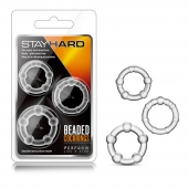 Набор из 3 прозрачных эрекционных колец Stay Hard Beaded Cockrings - Blush Novelties - в Кисловодске купить с доставкой